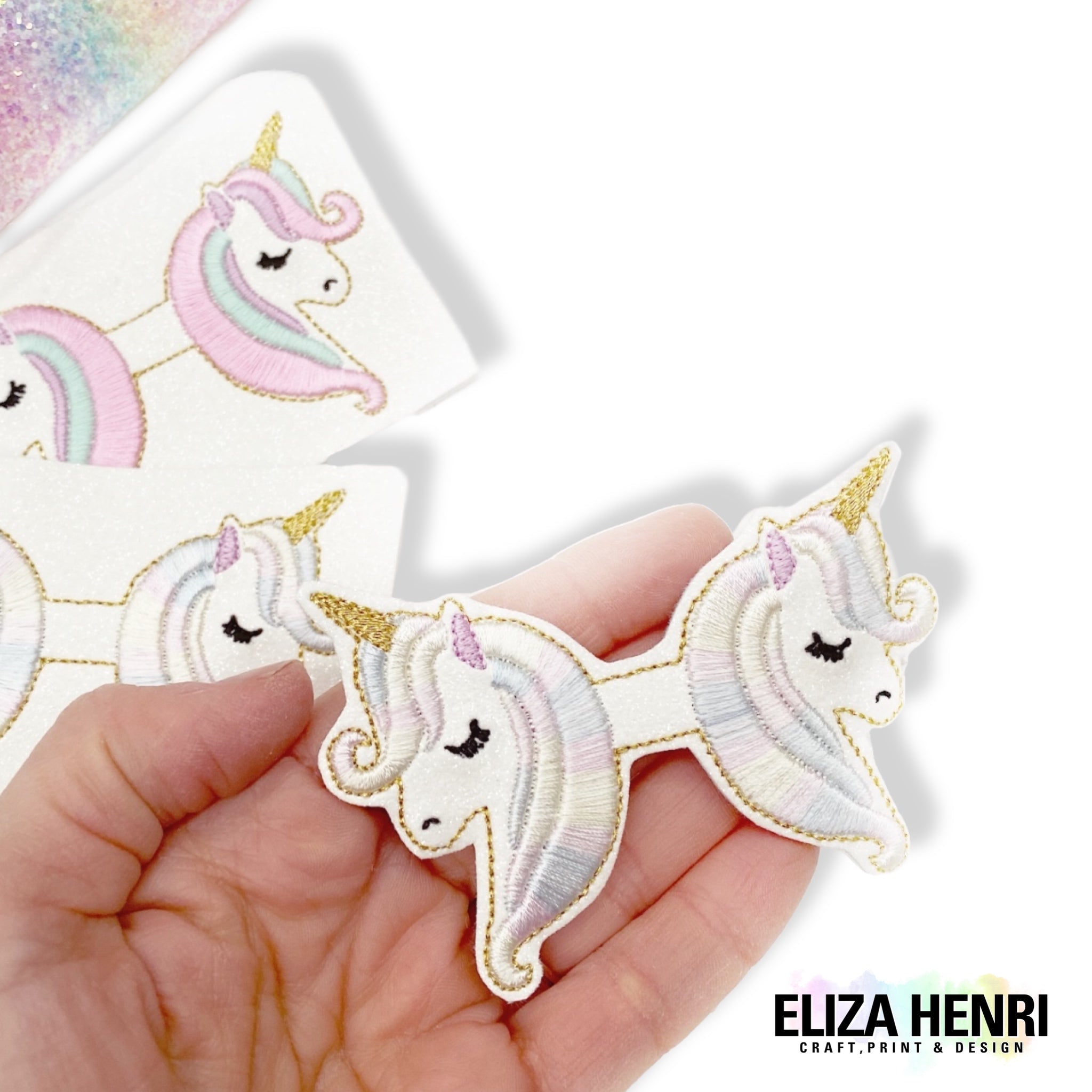 New 2-in-1 Bow Toppers & Bow Tails- Unicorn Twin Sisters Bow Felties - Eliza Henri