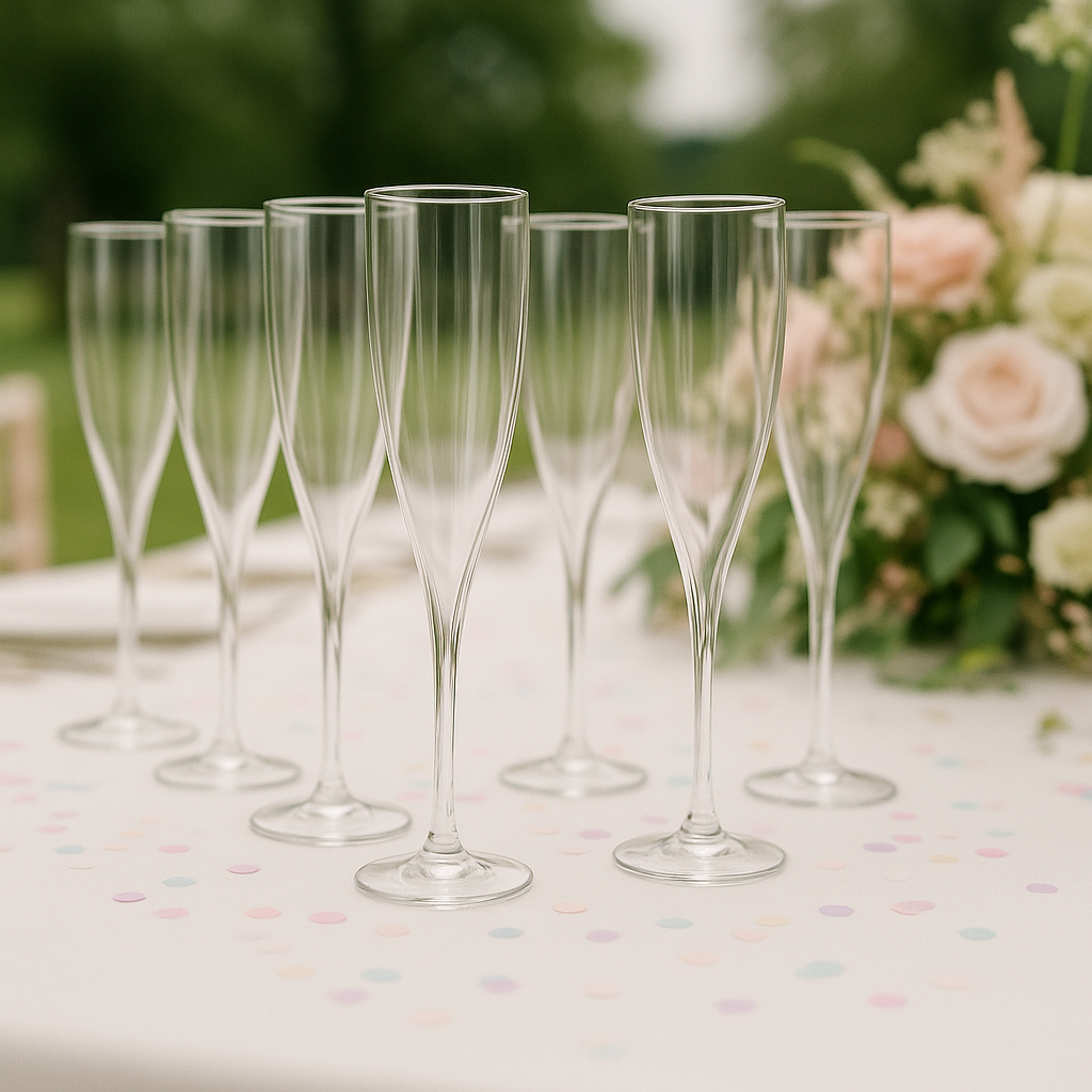 CLEAR CHAMPAGNE FLUTES- SINGLE OR PACK OF 10 - Eliza Henri