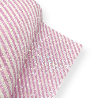 PINK CANDY STRIPES CHUNKY GLITTER FABRIC - Eliza Henri