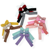 Corduroy Glitter Long Tail Bows- 3.5” - Eliza Henri