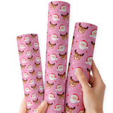 Santa & his Sidekick- Pink | Premium Faux Leather Fabric