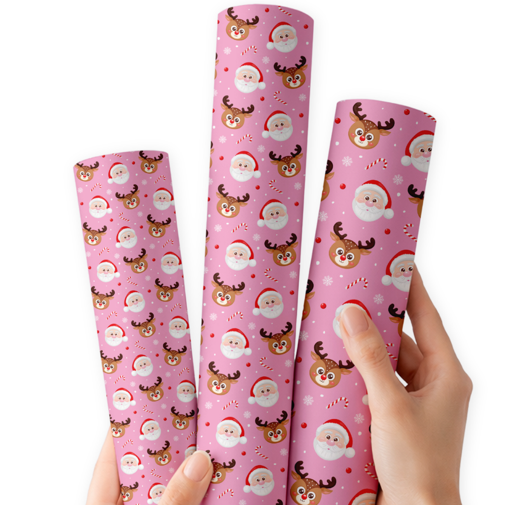 Santa & his Sidekick- Pink | Premium Faux Leather Fabric