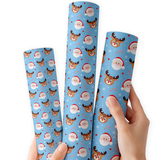 Santa & his Sidekick- Blue | Premium Faux Leather Fabric