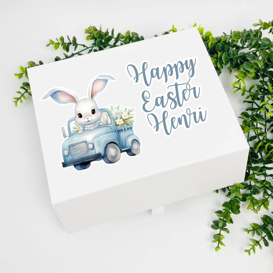 Easter Bunny Boy Stick on Vinyl Decals- Optional name - Eliza Henri