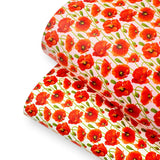 Wild Poppies Premium Faux Leather Fabric - Eliza Henri