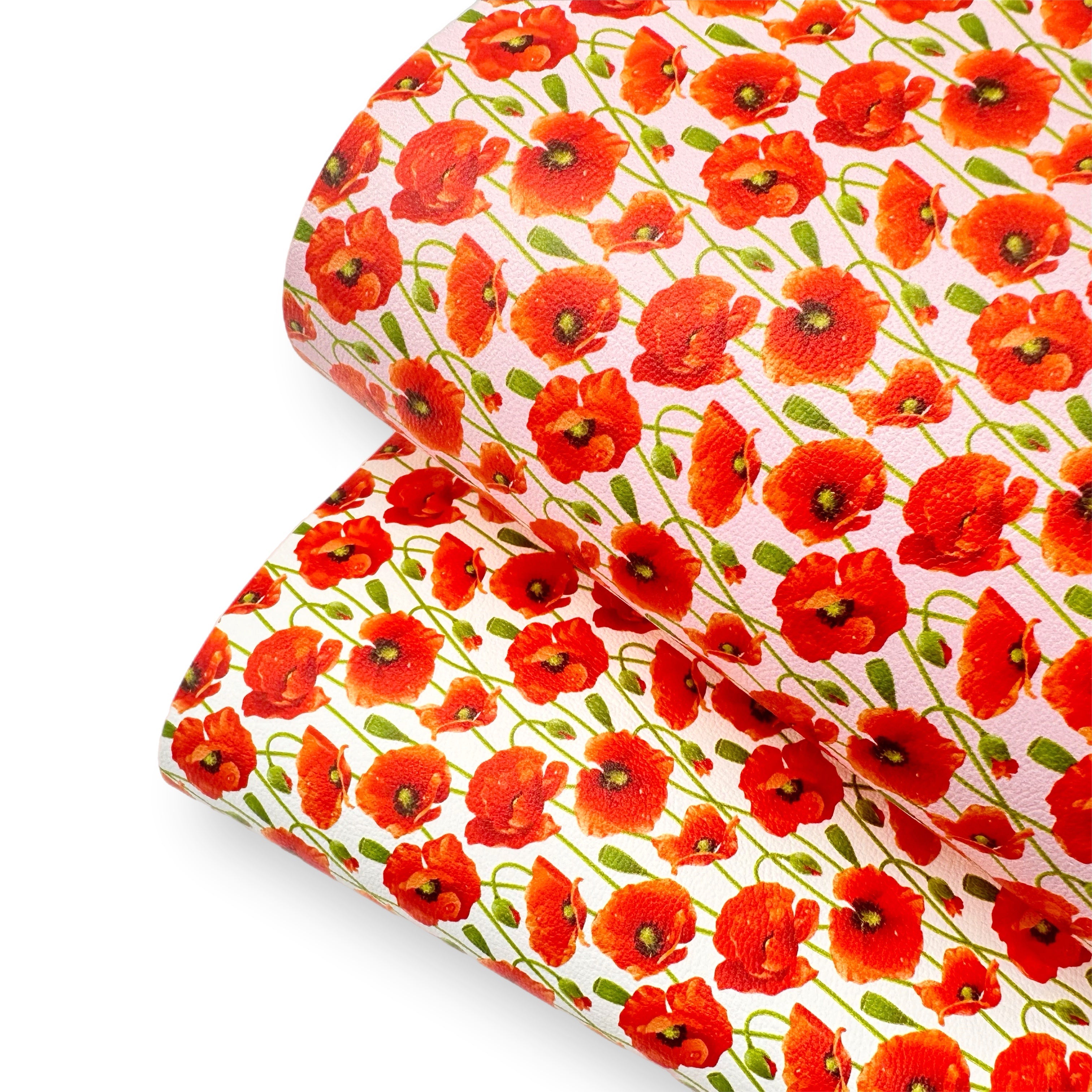 Wild Poppies Premium Faux Leather Fabric - Eliza Henri