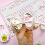 PINK PERSONALISED EASTER BUNNY LETTER FAUX LEATHER DIY PINCH HAIR BOWS - Eliza Henri