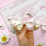 PINK PERSONALISED EASTER BUNNY LETTER FAUX LEATHER DIY PINCH HAIR BOWS - Eliza Henri