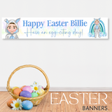 Happy Easter Bunny Boy Personalised Faux Leather Banner - Eliza Henri