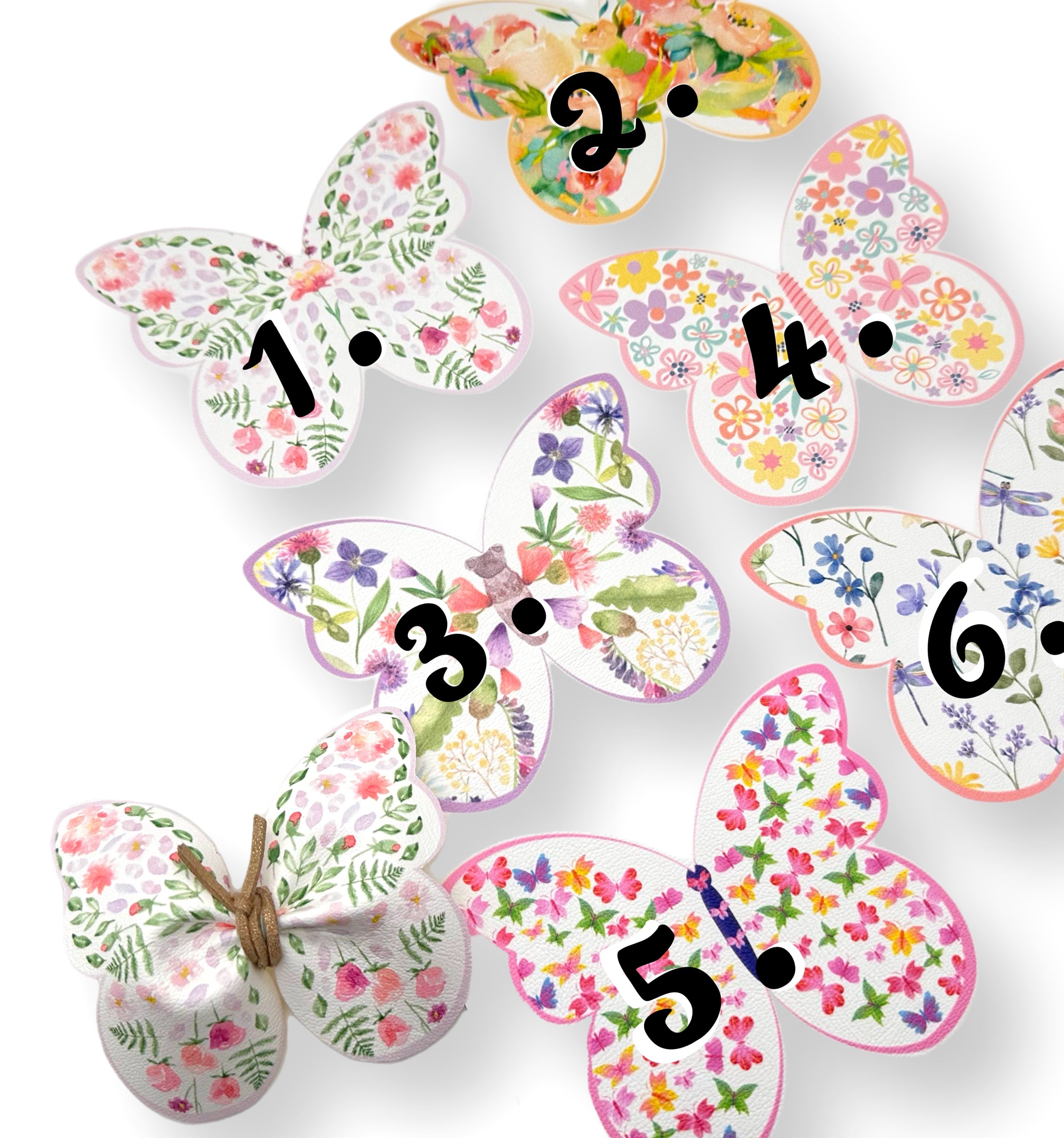 Spring Floral Butterfly Pinch Bows DIY Cut Out Faux Leather Fabric Sheets - Eliza Henri