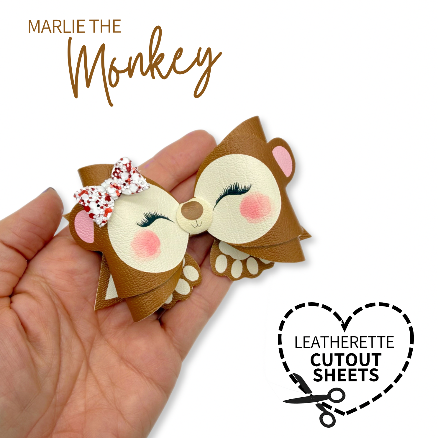 MARLIE THE MONKEY | FAUX LEATHER DIY HAIR BOW LOOPS CUTOUT SHEETS - Eliza Henri