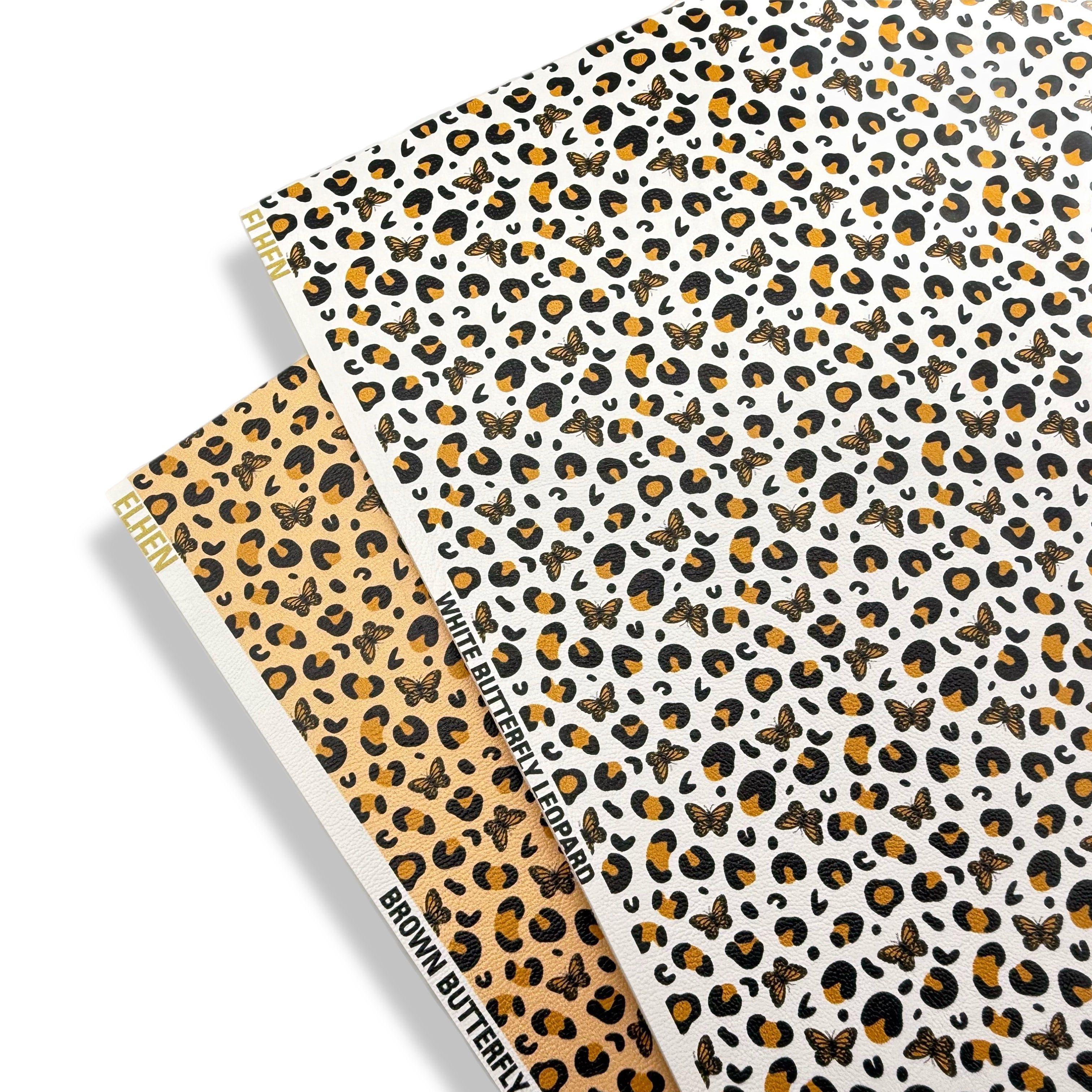BROWN BUTTERFLY LEOPARD PREMIUM FAUX LEATHER FABRICS - Eliza Henri