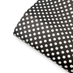 White on Black Polka Dots Premium Faux Leather Fabric - Eliza Henri