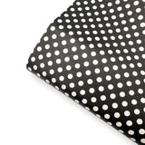 White on Black Polka Dots Premium Faux Leather Fabric - Eliza Henri