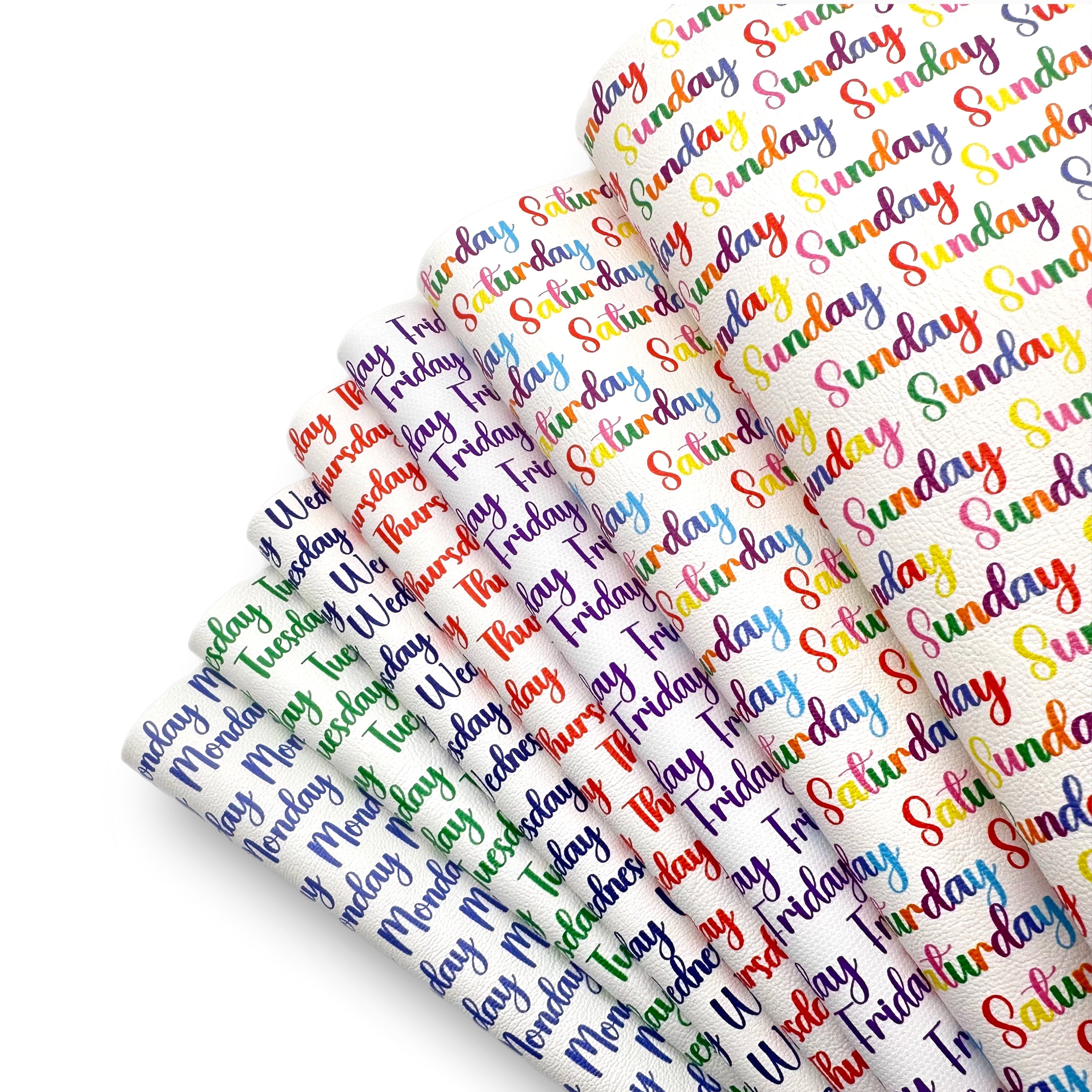 Days of the Week Multi Colour Premium Faux Leather Fabric Sheets - Eliza Henri