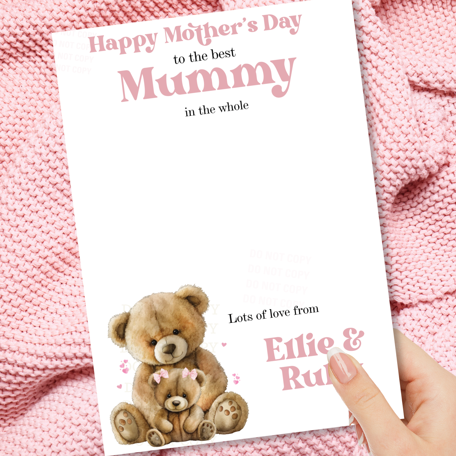 TEDDY PINK MOTHERS DAY BEST IN THE GALAXY- PREMIUM CARD - Eliza Henri