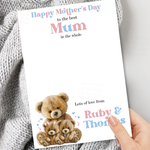 TEDDY PINK & BLUE MOTHERS DAY BEST IN THE GALAXY- PREMIUM CARD - Eliza Henri