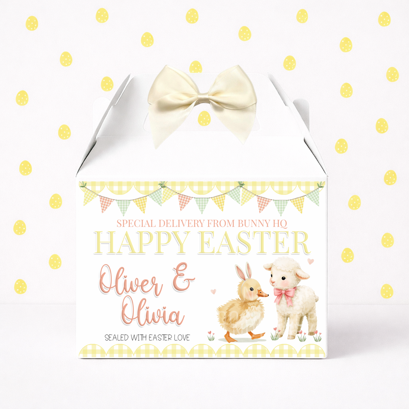 EASTER - LEMON DUCK BUNNY & LAMB- TREAT BOX LABEL - Eliza Henri