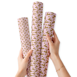 GIRLY PINK GOLDEN BUNNIES | PREMIUM FAUX LEATHER FABRIC