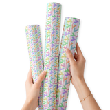 PASTEL BUNNIES LEAPING | PREMIUM FAUX LEATHER FABRIC