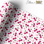 WHITE CHERRIES & BOWS | PREMIUM LEATHERETTE FABRIC - Eliza Henri