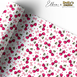 WHITE CHERRIES & BOWS | PREMIUM LEATHERETTE FABRIC - Eliza Henri