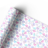 PASTEL DOODLE HEARTS | PREMIUM LEATHERETTE FABRIC - Eliza Henri
