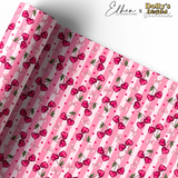 STRIPED CHERRIES & BOWS | PREMIUM LEATHERETTE FABRIC