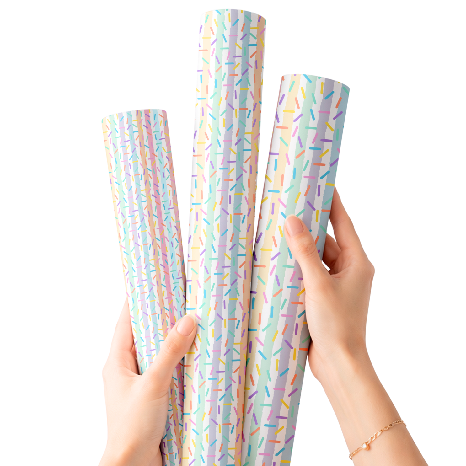 Ice Cream Sprinkle Stripes | Premium Faux Leather Fabrics - Eliza Henri
