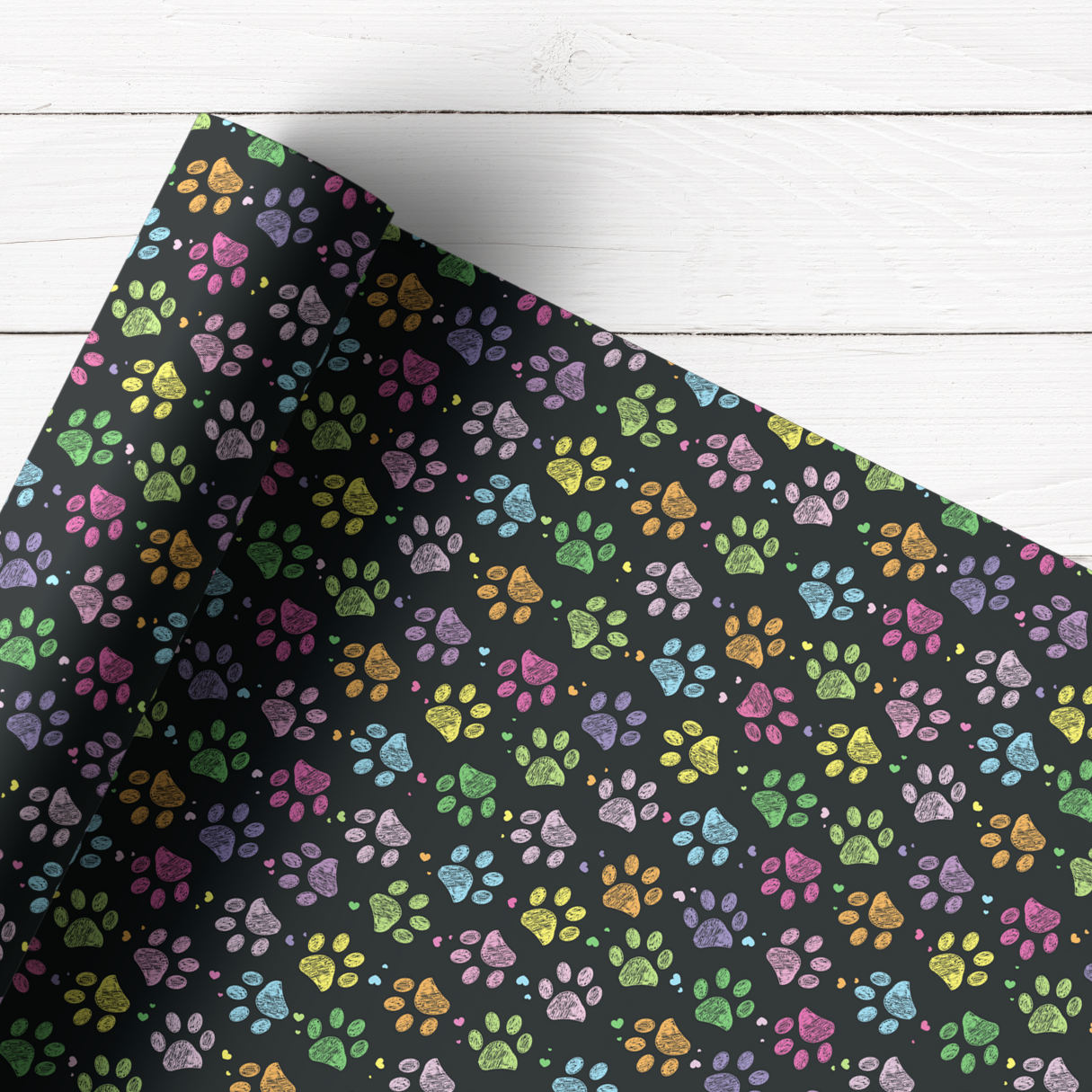DOODLE RAINBOW PAWS | PREMIUM LEATHERETTE FABRIC - Eliza Henri