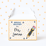 End of School Teacher Treat Box Labels- Tie Pencil