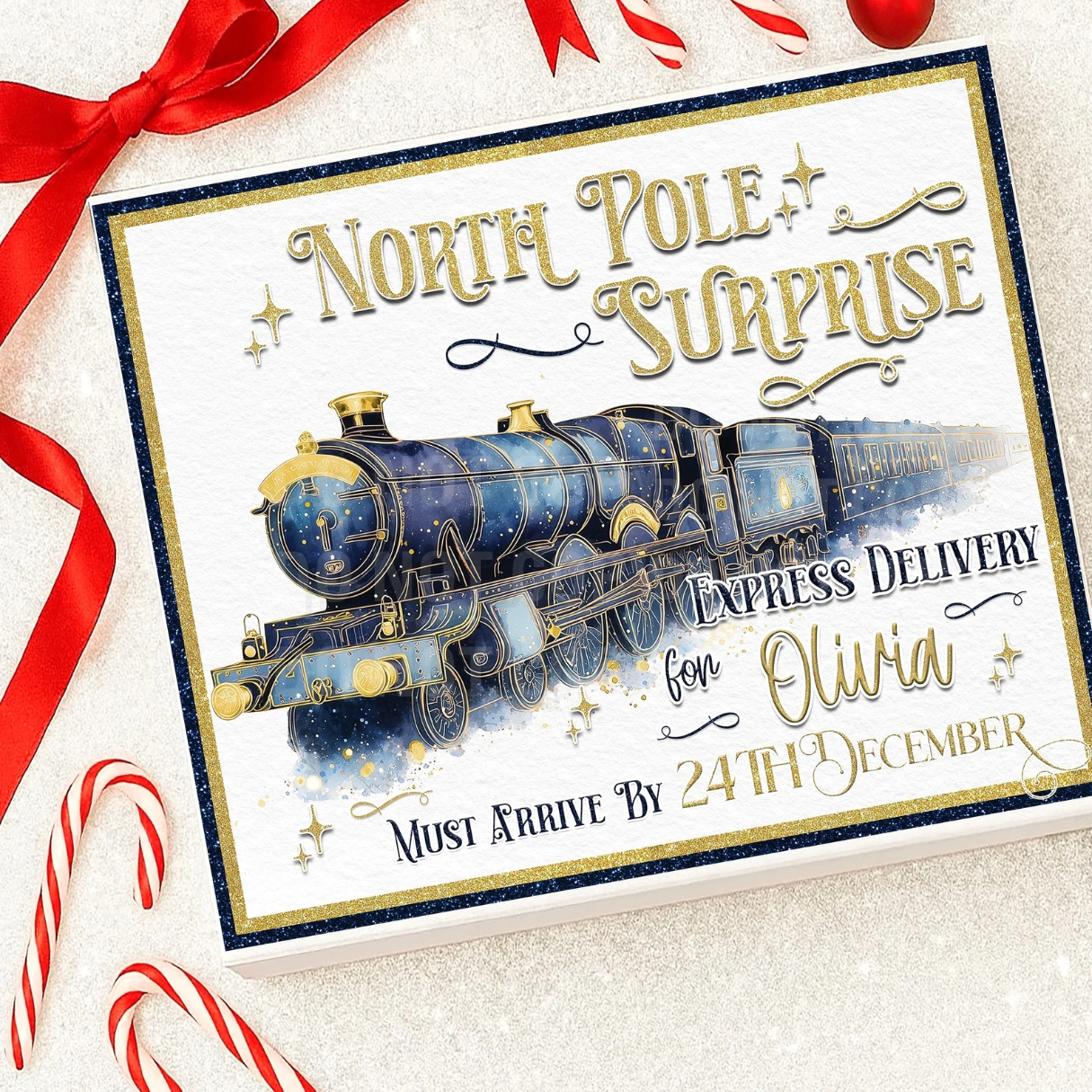 NAVY NORTH POLE EXPRESS TRAIN MAGNETIC BOX TOPPER