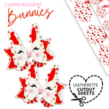 CHERRY BLOSSOM BUNNY DIY CUTOUT FAUX LEATHER HAIR BOW LOOPS