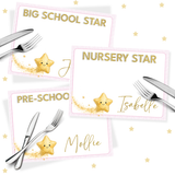 PINK- BIG SCHOOL/NURSERY/PRE SCHOOL STAR MAT- PREMIUM FAUX LEATHER PLACEMAT