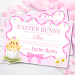 PRINTED RANGE - PINK EASTER CHICK- A4 LANDSCAPE CERTIFICATE - Eliza Henri