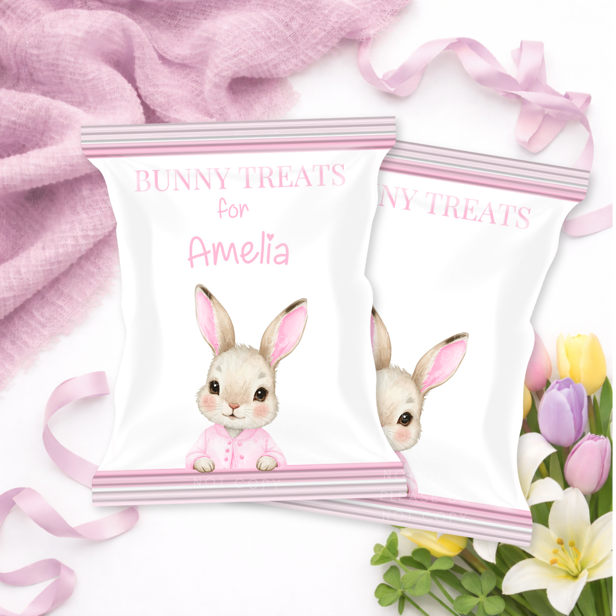EASTER- DIY TREAT PACKET- BUNNY STRIPES PINK - Eliza Henri