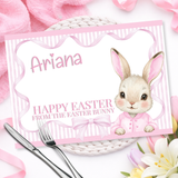 EASTER- PINK BUNNY STRIPE- PREMIUM LEATHERETTE PLACEMAT - Eliza Henri