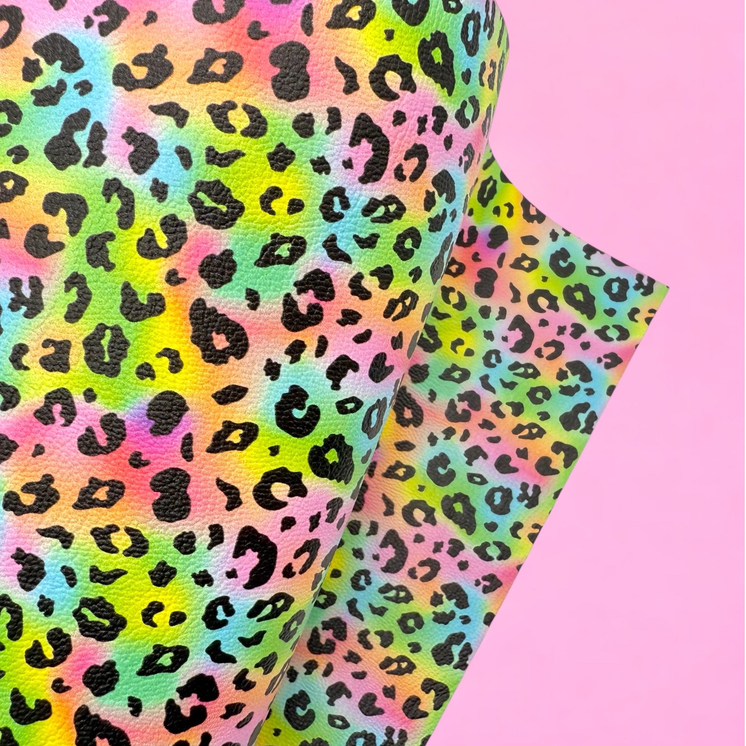 WATERCOLOUR RAINBOW CHEETAH | PREMIUM FAUX LEATHER FABRICS - Eliza Henri