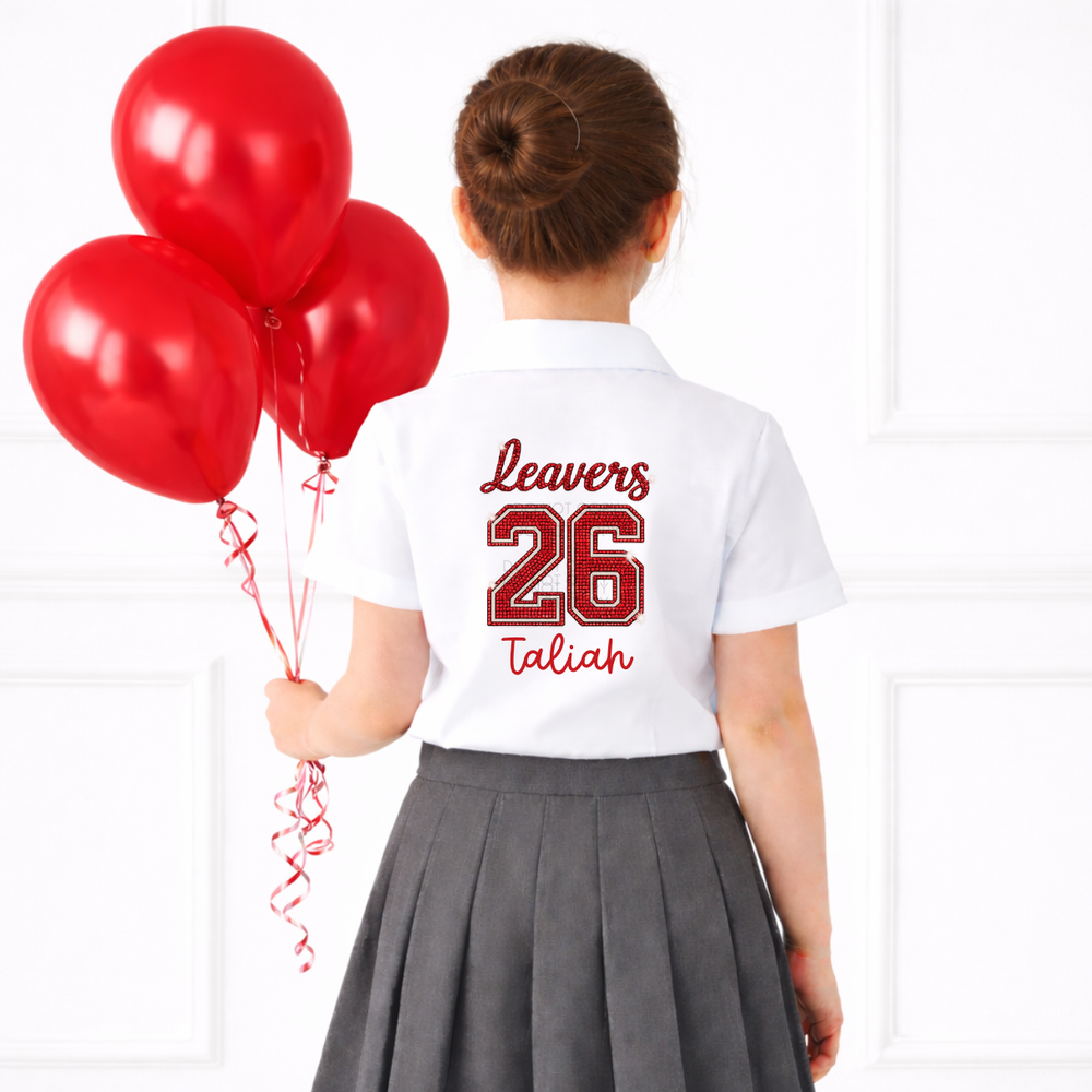 CUSTOM DTF TRANSFER- DIAMONTE EFFECT - SCHOOL LEAVERS 2026- RED - Eliza Henri