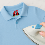 CUSTOM DTF CLOTHING LABELS- RED TRACTOR- IRON ON