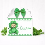 ST PATRICK'S DAY - SHAMROCK BEAR WITH BOW - TREAT BOX LABEL