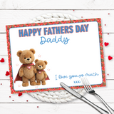 SUPER TEDDY RED- FATHERS DAY MAT- PREMIUM FAUX LEATHER PLACEMAT