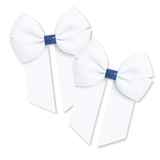 WHITE & NAVY GLITTER GROSGRAIN 4” RIBBON BOW