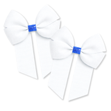 WHITE & ROYAL BLUE GLITTER GROSGRAIN 4” RIBBON BOW
