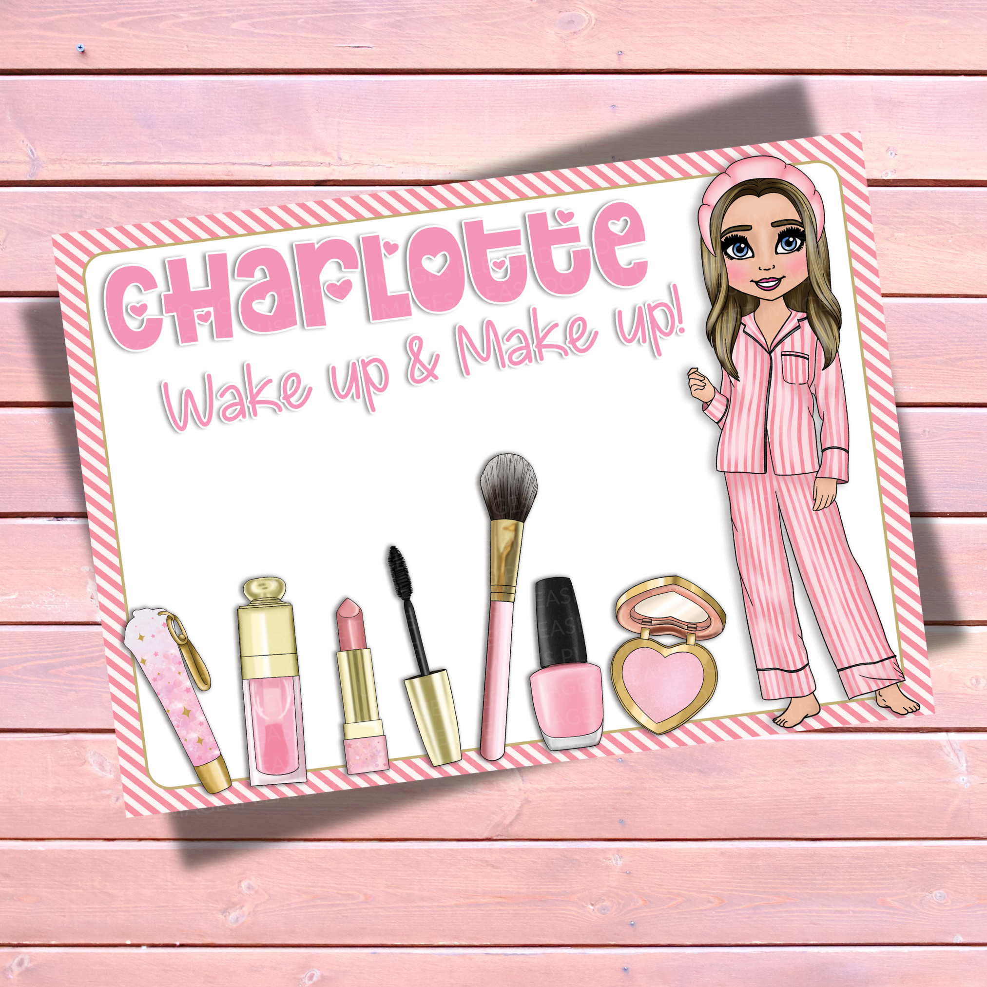 PERSONALISED FAUX LEATHER MAKE UP MATS | WOMEN'S PINK DOLLY PJ'S EDITION - Eliza Henri