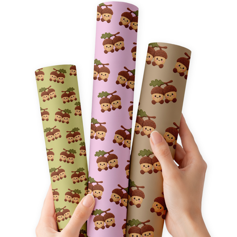 Stitched Acorns | Premium Faux Leather Fabric