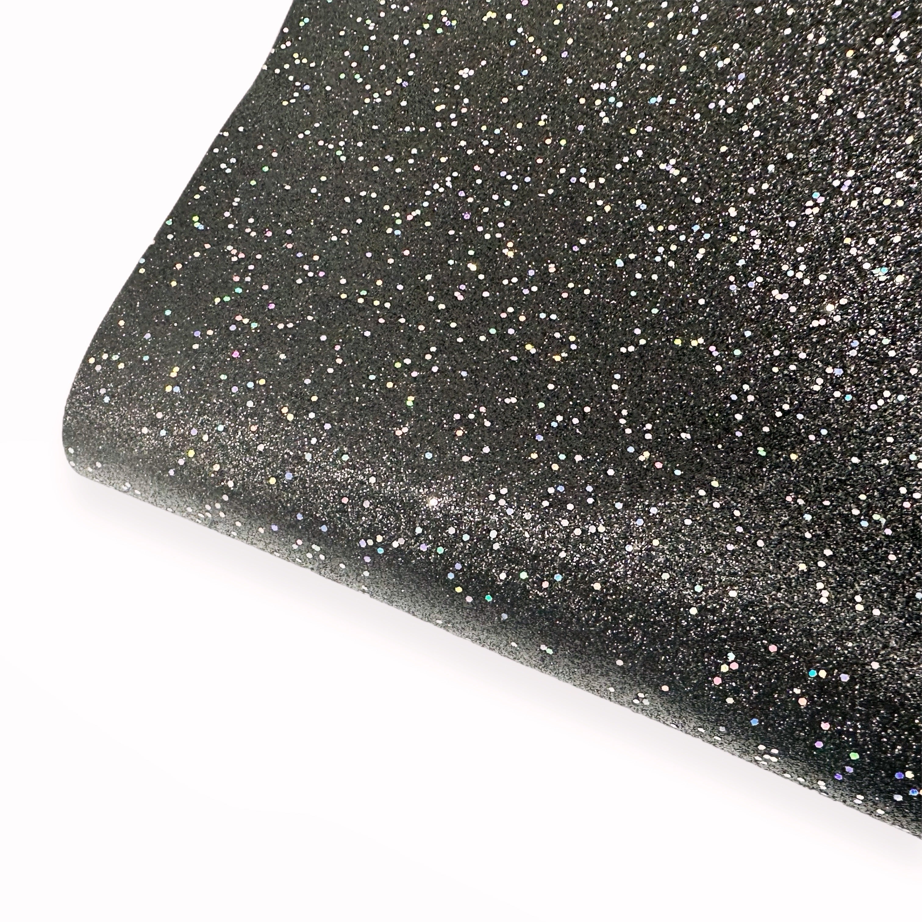 Cosmic Black Lux Premium Fine Glitter Fabric for making hair bows