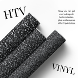 Black Glitter Effect | Patterned HTV & Self Adhesive Vinyl