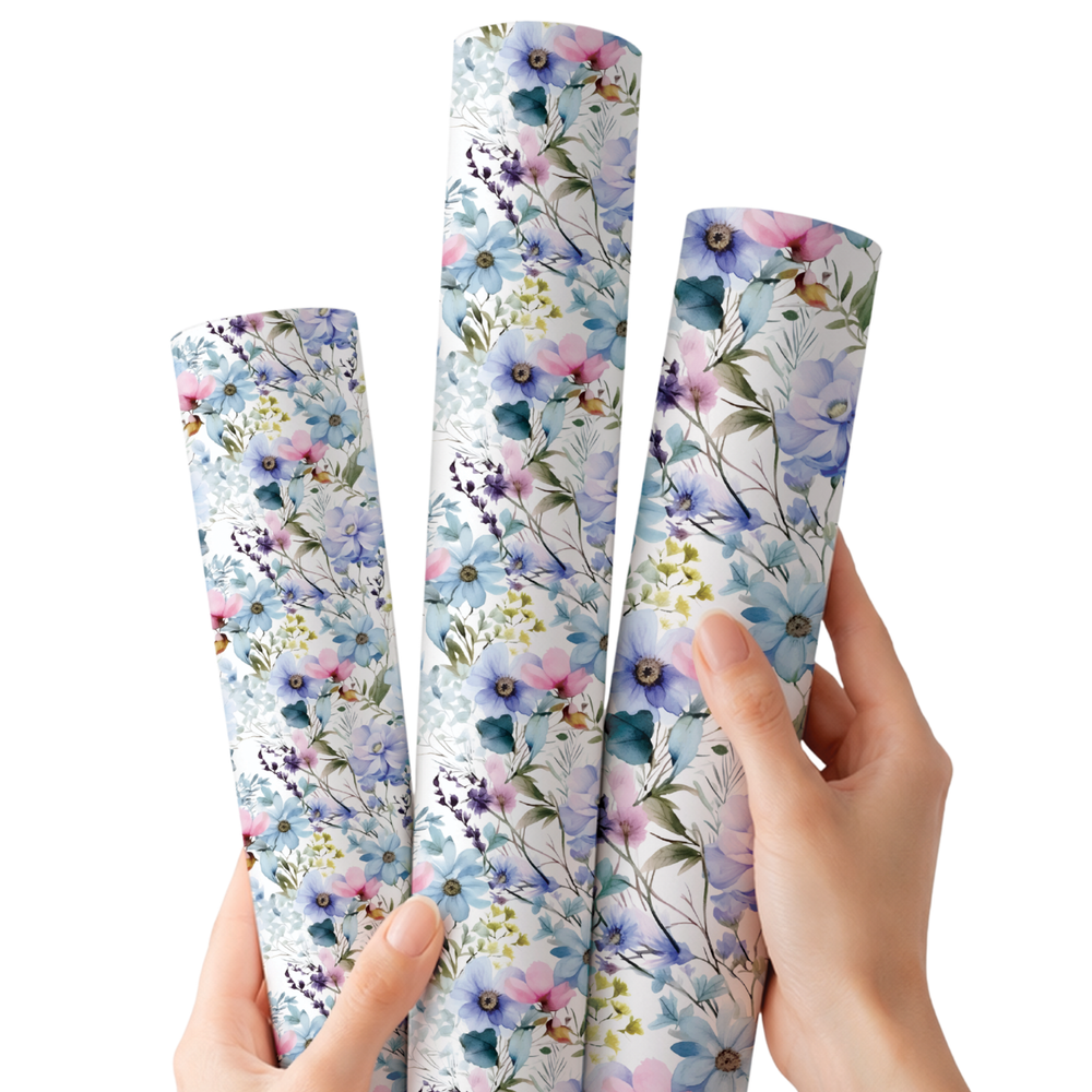 Blue Bouquets | Premium Faux Leather Fabric