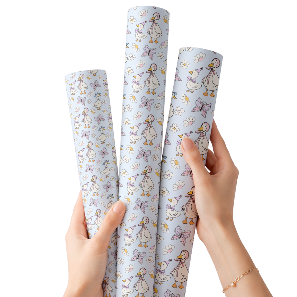 blue daisy goose themed faux leather sheets for hair bows and crafts